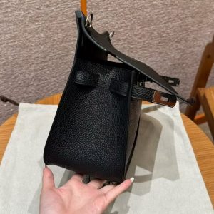 Hermes Jypsiere 31 Bag Handmade In Togo Calfskin Leather Silver Hardware ck89 Noir - Image 10