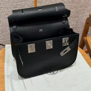 Hermes Jypsiere 31 Bag Handmade In Togo Calfskin Leather Silver Hardware ck89 Noir - Image 8