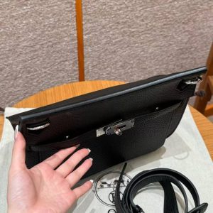 Hermes Jypsiere 31 Bag Handmade In Togo Calfskin Leather Silver Hardware ck89 Noir - Image 6