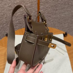 Hermes Jypsiere Mini 23 Bag Handmade In Evercolor Calfskin Leather Gold Hardware 18 Etoupe - Image 9
