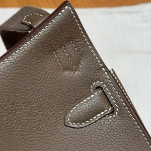 Hermes Jypsiere Mini 23 Bag Handmade In Evercolor Calfskin Leather Gold Hardware 18 Etoupe - Image 7