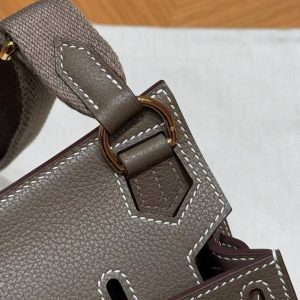 Hermes Jypsiere Mini 23 Bag Handmade In Evercolor Calfskin Leather Gold Hardware 18 Etoupe - Image 6