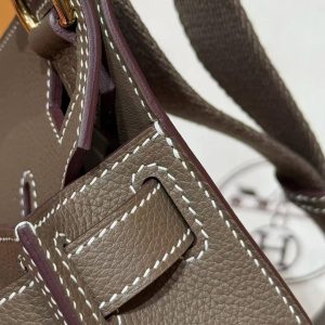 Hermes Jypsiere Mini 23 Bag Handmade In Evercolor Calfskin Leather Gold Hardware 18 Etoupe - Image 5