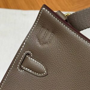 Hermes Jypsiere Mini 23 Bag Handmade In Evercolor Calfskin Leather Gold Hardware 18 Etoupe - Image 4