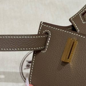 Hermes Jypsiere Mini 23 Bag Handmade In Evercolor Calfskin Leather Gold Hardware 18 Etoupe - Image 3