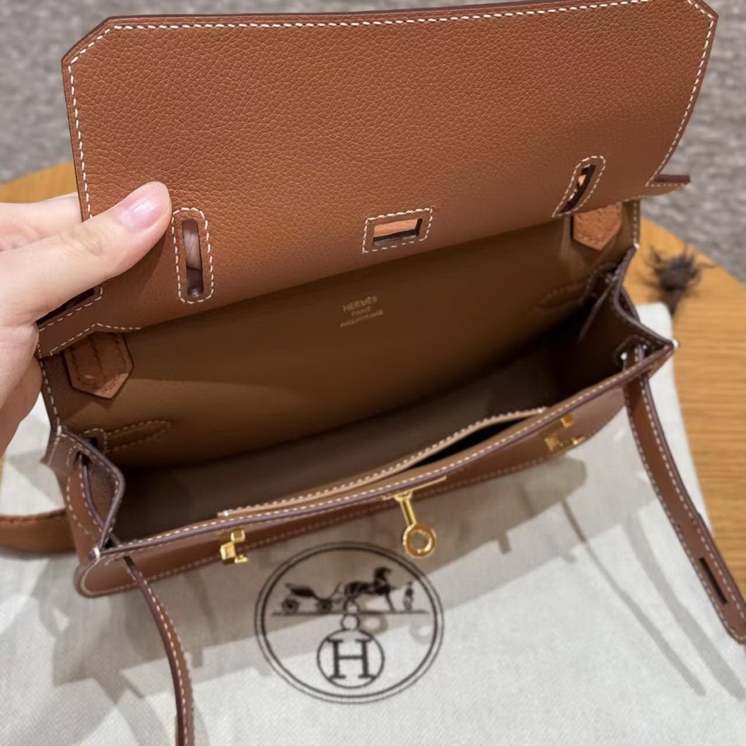 Hermes Jypsiere Mini 23 Bag Handmade In Evercolor Calfskin Leather Gold Hardware 37 Gold - Image 16