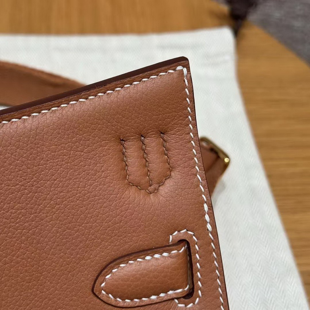 Hermes Jypsiere Mini 23 Bag Handmade In Evercolor Calfskin Leather Gold Hardware 37 Gold - Image 12