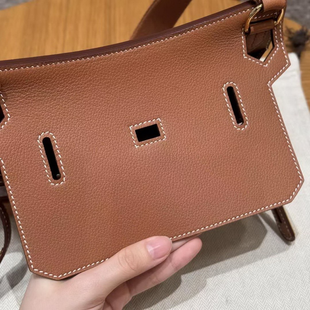 Hermes Jypsiere Mini 23 Bag Handmade In Evercolor Calfskin Leather Gold Hardware 37 Gold - Image 8