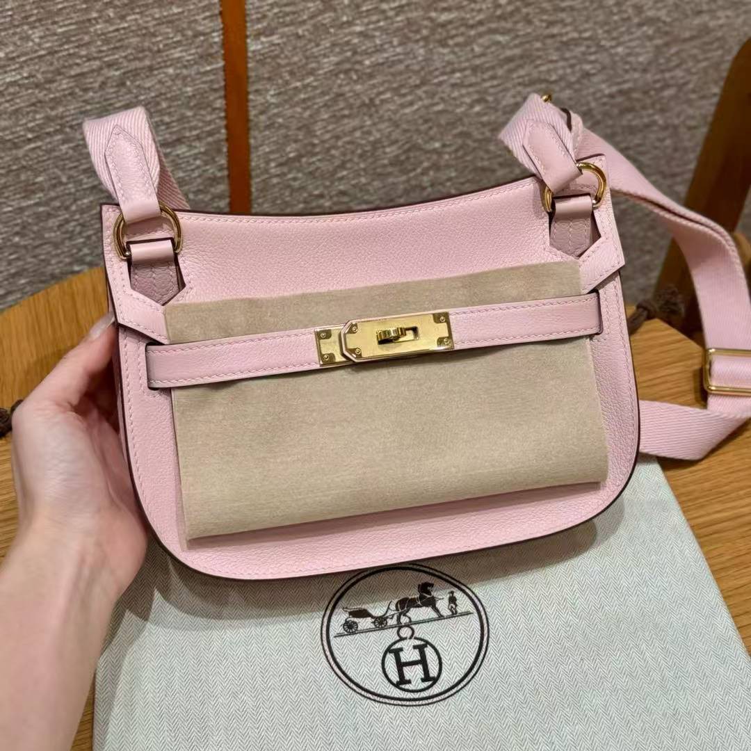 Hermes Jypsiere Mini 23 Bag Handmade In Evercolor Calfskin Leather Gold Hardware 3Q Rose Sakura - Image 2