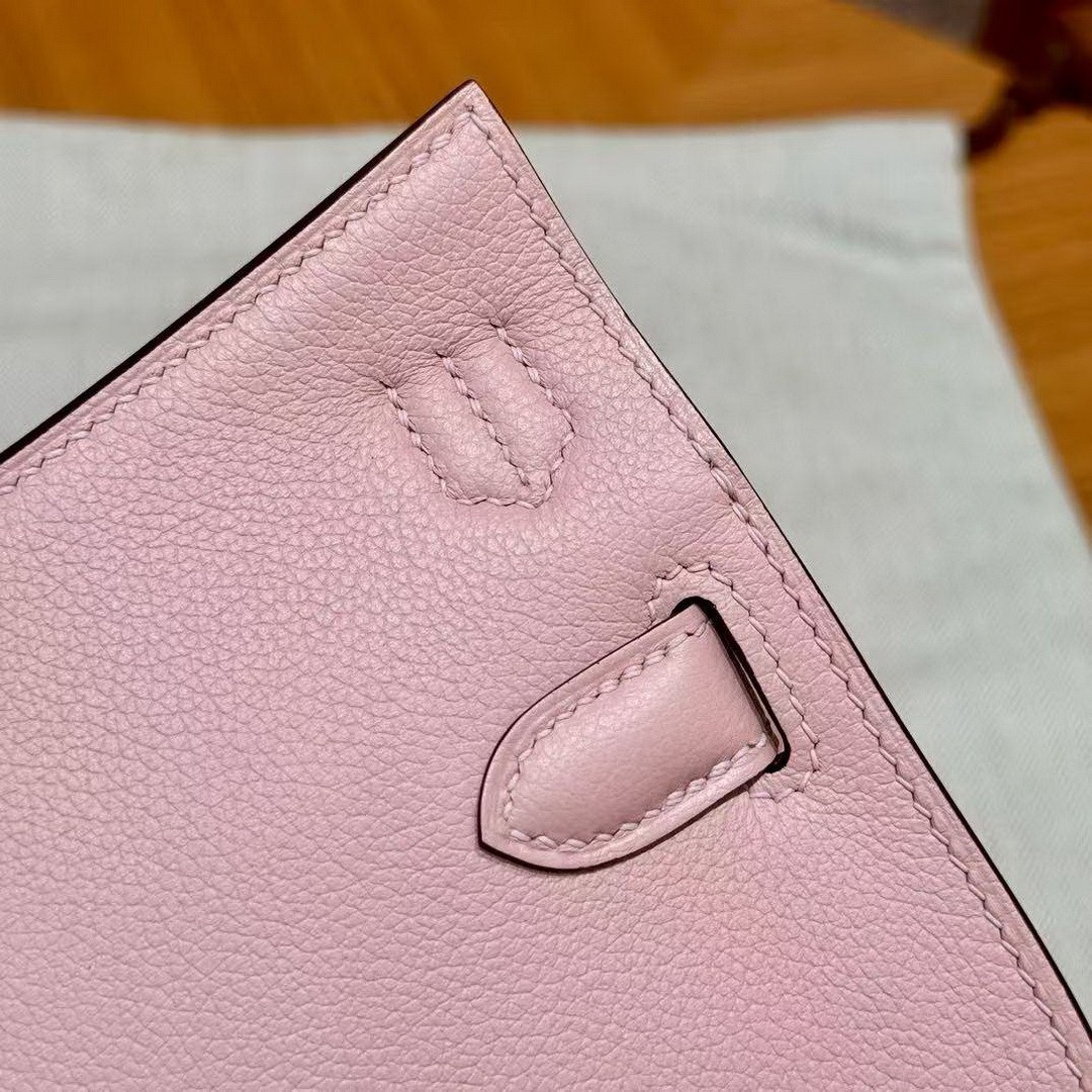 Hermes Jypsiere Mini 23 Bag Handmade In Evercolor Calfskin Leather Gold Hardware 3Q Rose Sakura - Image 14