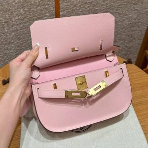 Hermes Jypsiere Mini 23 Bag Handmade In Evercolor Calfskin Leather Gold Hardware 3Q Rose Sakura - Image 11