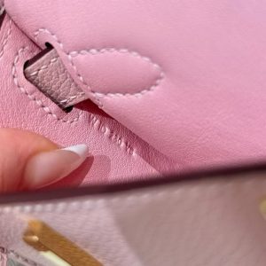 Hermes Jypsiere Mini 23 Bag Handmade In Evercolor Calfskin Leather Gold Hardware 3Q Rose Sakura - Image 9