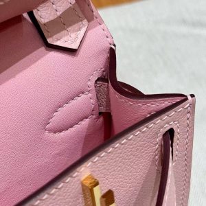 Hermes Jypsiere Mini 23 Bag Handmade In Evercolor Calfskin Leather Gold Hardware 3Q Rose Sakura - Image 8