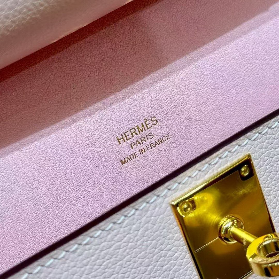 Hermes Jypsiere Mini 23 Bag Handmade In Evercolor Calfskin Leather Gold Hardware 3Q Rose Sakura - Image 7