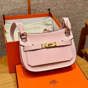Hermes Jypsiere Mini 23 Bag Handmade In Evercolor Calfskin Leather Gold Hardware 3Q Rose Sakura