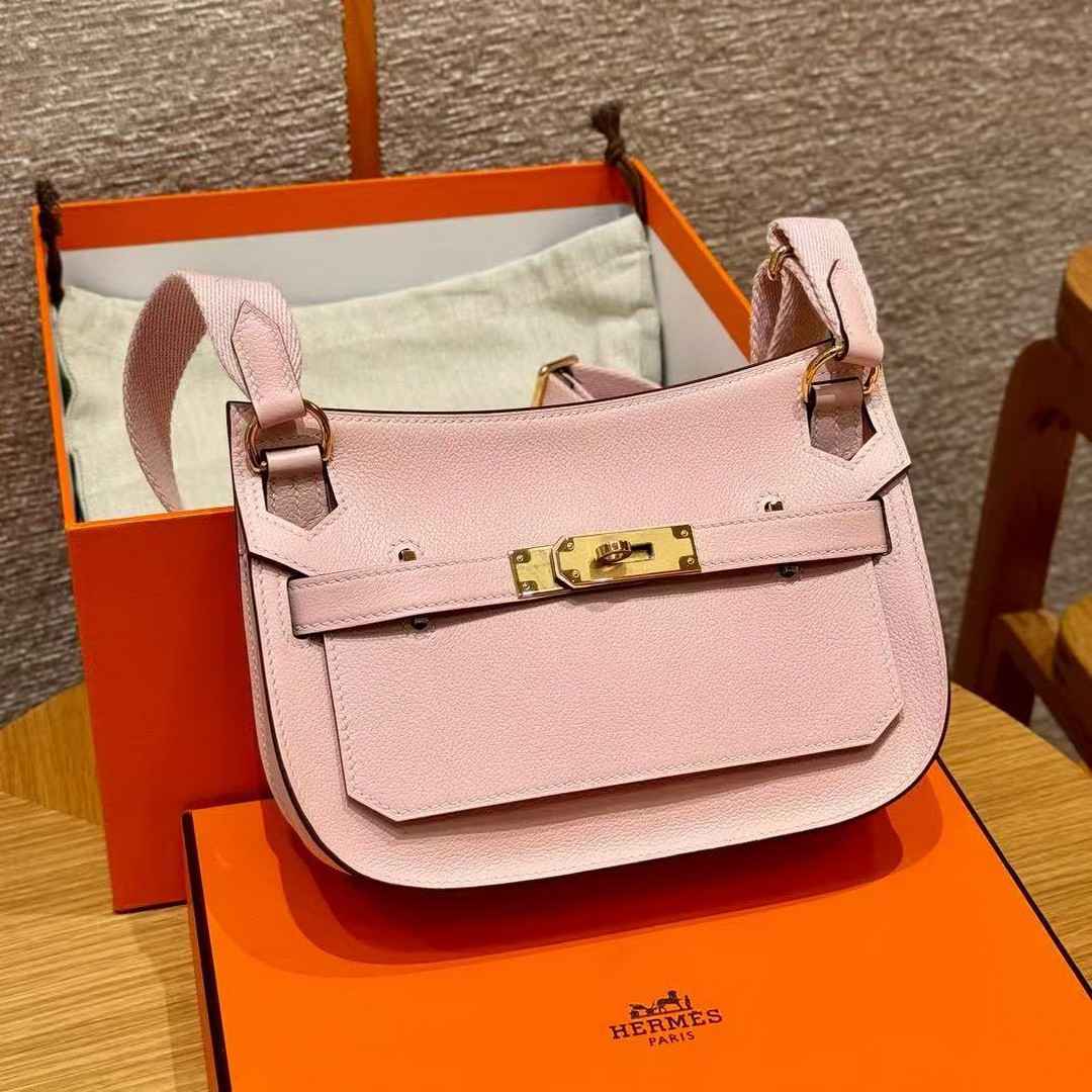 Hermes Jypsiere Mini 23 Bag Handmade In Evercolor Calfskin Leather Gold Hardware 3Q Rose Sakura