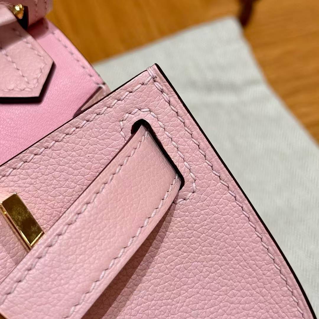 Hermes Jypsiere Mini 23 Bag Handmade In Evercolor Calfskin Leather Gold Hardware 3Q Rose Sakura - Image 5