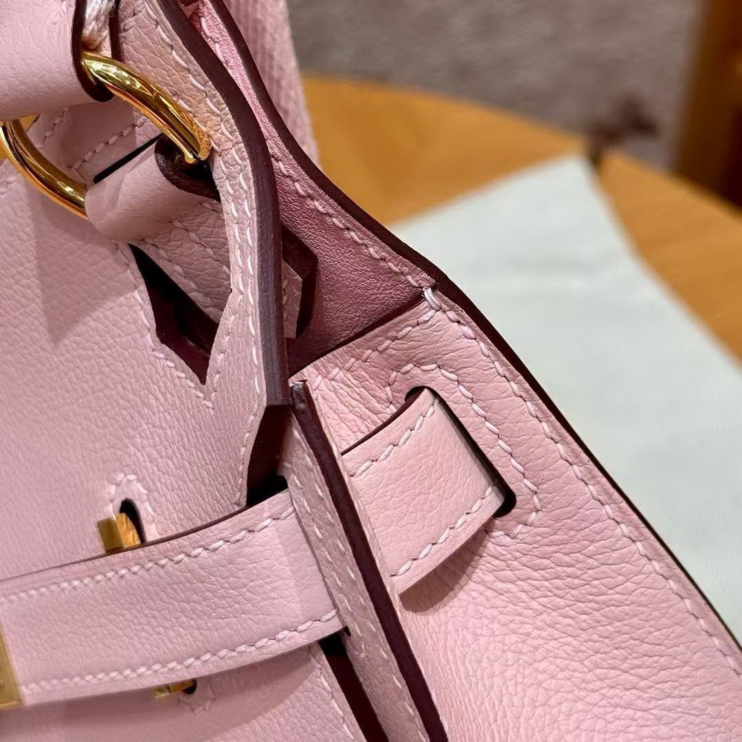 Hermes Jypsiere Mini 23 Bag Handmade In Evercolor Calfskin Leather Gold Hardware 3Q Rose Sakura - Image 3