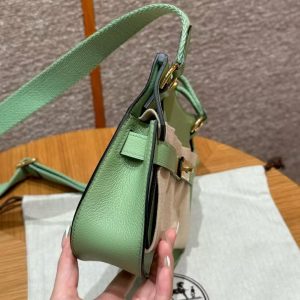 Hermes Jypsiere Mini 23 Bag Handmade In Evercolor Calfskin Leather Gold Hardware 3i Vert Criquent - Image 19