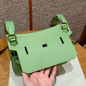 Hermes Jypsiere Mini 23 Bag Handmade In Evercolor Calfskin Leather Gold Hardware 3i Vert Criquent - Image 15