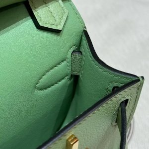 Hermes Jypsiere Mini 23 Bag Handmade In Evercolor Calfskin Leather Gold Hardware 3i Vert Criquent - Image 10