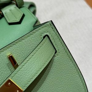 Hermes Jypsiere Mini 23 Bag Handmade In Evercolor Calfskin Leather Gold Hardware 3i Vert Criquent - Image 9
