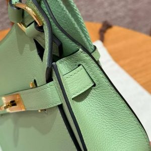 Hermes Jypsiere Mini 23 Bag Handmade In Evercolor Calfskin Leather Gold Hardware 3i Vert Criquent - Image 6