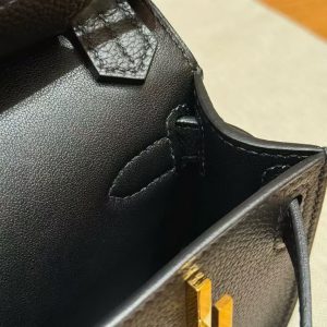 Hermes Jypsiere Mini 23 Bag Handmade In Evercolor Calfskin Leather Gold Hardware 89 Noir - Image 8