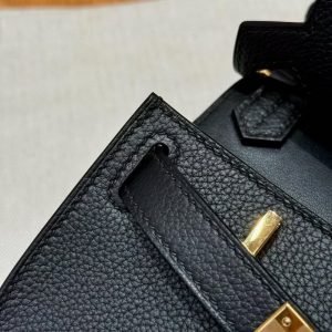 Hermes Jypsiere Mini 23 Bag Handmade In Evercolor Calfskin Leather Gold Hardware 89 Noir - Image 3