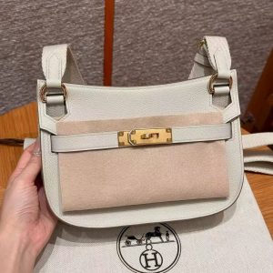 Hermes Jypsiere Mini 23 Bag Handmade In Evercolor Calfskin Leather Gold Hardware 8L Beton - Image 2