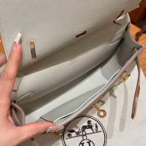 Hermes Jypsiere Mini 23 Bag Handmade In Evercolor Calfskin Leather Gold Hardware 8L Beton - Image 11