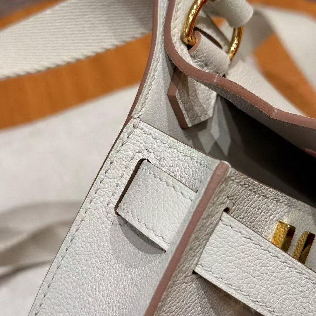 Hermes Jypsiere Mini 23 Bag Handmade In Evercolor Calfskin Leather Gold Hardware 8L Beton - Image 8