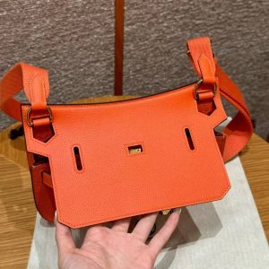 Hermes Jypsiere Mini 23 Bag Handmade In Evercolor Calfskin Leather Gold Hardware 9J Feu - Image 16