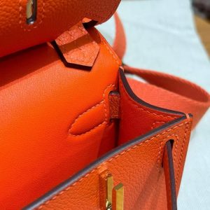 Hermes Jypsiere Mini 23 Bag Handmade In Evercolor Calfskin Leather Gold Hardware 9J Feu - Image 12