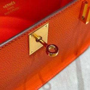 Hermes Jypsiere Mini 23 Bag Handmade In Evercolor Calfskin Leather Gold Hardware 9J Feu - Image 8
