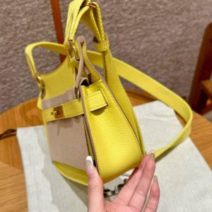 Hermes Jypsiere Mini 23 Bag Handmade In Evercolor Calfskin Leather Gold Hardware 9R Lime - Image 19