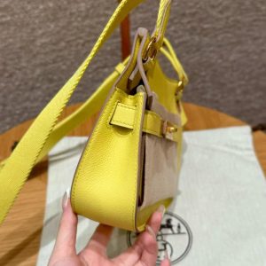 Hermes Jypsiere Mini 23 Bag Handmade In Evercolor Calfskin Leather Gold Hardware 9R Lime - Image 18