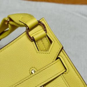 Hermes Jypsiere Mini 23 Bag Handmade In Evercolor Calfskin Leather Gold Hardware 9R Lime - Image 16
