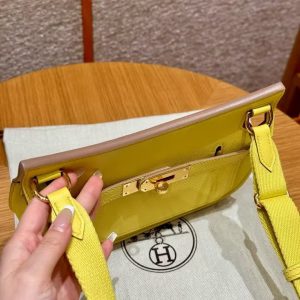 Hermes Jypsiere Mini 23 Bag Handmade In Evercolor Calfskin Leather Gold Hardware 9R Lime - Image 13