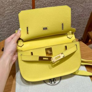 Hermes Jypsiere Mini 23 Bag Handmade In Evercolor Calfskin Leather Gold Hardware 9R Lime - Image 12