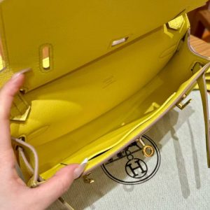 Hermes Jypsiere Mini 23 Bag Handmade In Evercolor Calfskin Leather Gold Hardware 9R Lime - Image 10