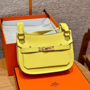 Hermes Jypsiere Mini 23 Bag Handmade In Evercolor Calfskin Leather Gold Hardware 9R Lime