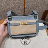 Hermes Jypsiere Mini 23 Bag Handmade In Evercolor Calfskin Leather Gold Hardware J7 Blue Lin