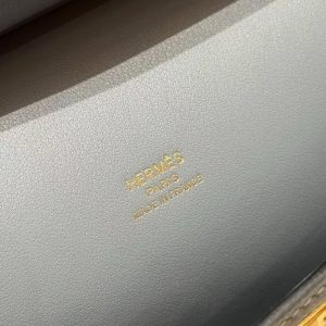 Hermes Jypsiere Mini 23 Bag Handmade In Evercolor Calfskin Leather Gold Hardware J7 Blue Lin - Image 7