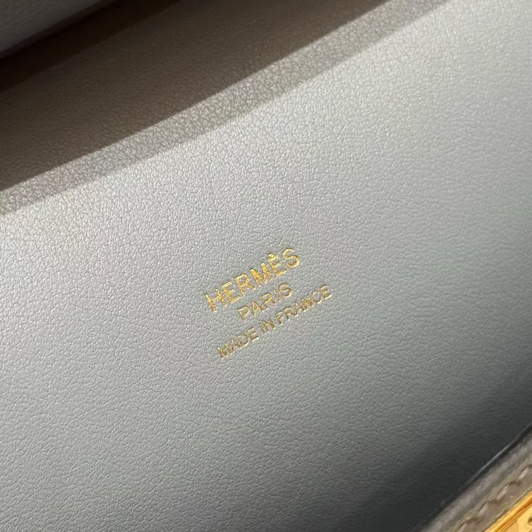 Hermes Jypsiere Mini 23 Bag Handmade In Evercolor Calfskin Leather Gold Hardware J7 Blue Lin - Image 7