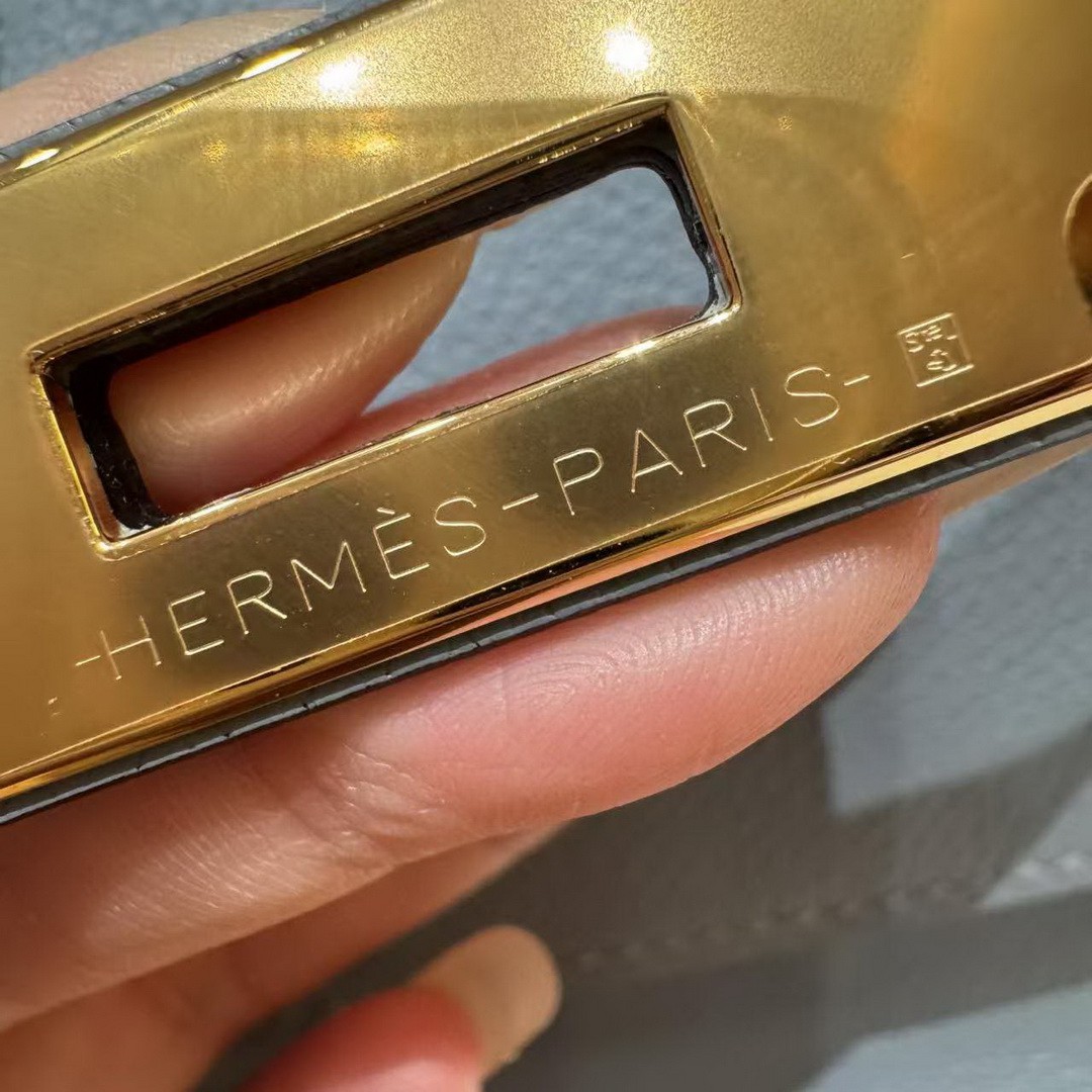 Hermes Jypsiere Mini 23 Bag Handmade In Evercolor Calfskin Leather Gold Hardware J7 Blue Lin - Image 6
