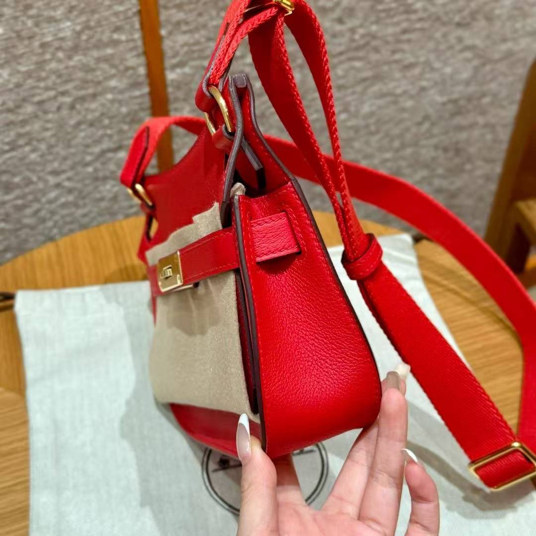 Hermes Jypsiere Mini 23 Bag Handmade In Evercolor Calfskin Leather Gold Hardware S3 Rouge Coeur - Image 19