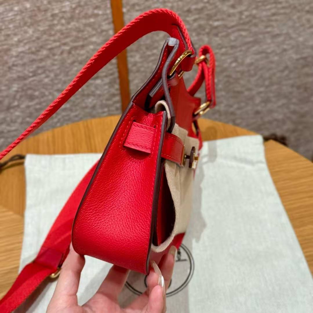 Hermes Jypsiere Mini 23 Bag Handmade In Evercolor Calfskin Leather Gold Hardware S3 Rouge Coeur - Image 18