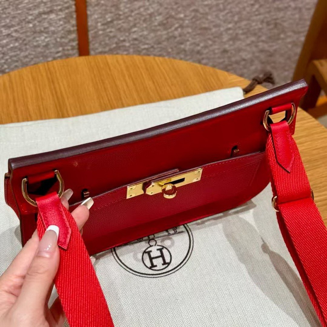 Hermes Jypsiere Mini 23 Bag Handmade In Evercolor Calfskin Leather Gold Hardware S3 Rouge Coeur - Image 16