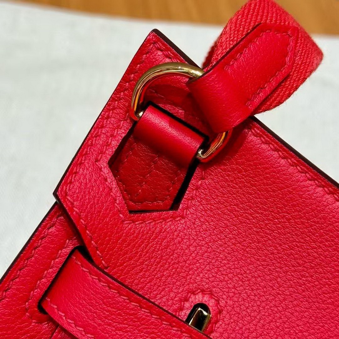 Hermes Jypsiere Mini 23 Bag Handmade In Evercolor Calfskin Leather Gold Hardware S3 Rouge Coeur - Image 15
